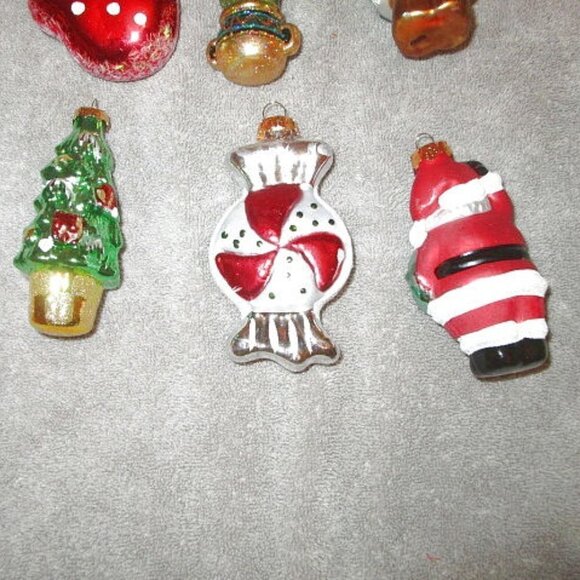 Set Of 6 MERCURY Blown GLASS Ornaments CACTUS Santa TREE Snowman VINTAGE 70s - Picture 9 of 12